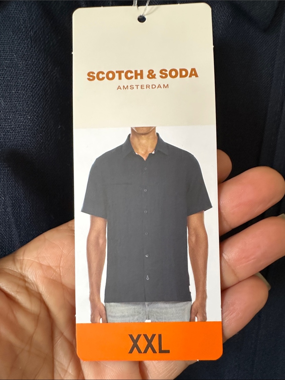 Scotch & Soda Navy Blue Havana Style Linen Blend Pleated Button Down Shirt XXL - Picture 5 of 16